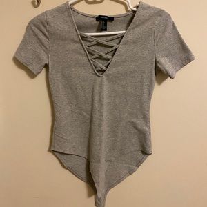 Grey short sleeve body suit